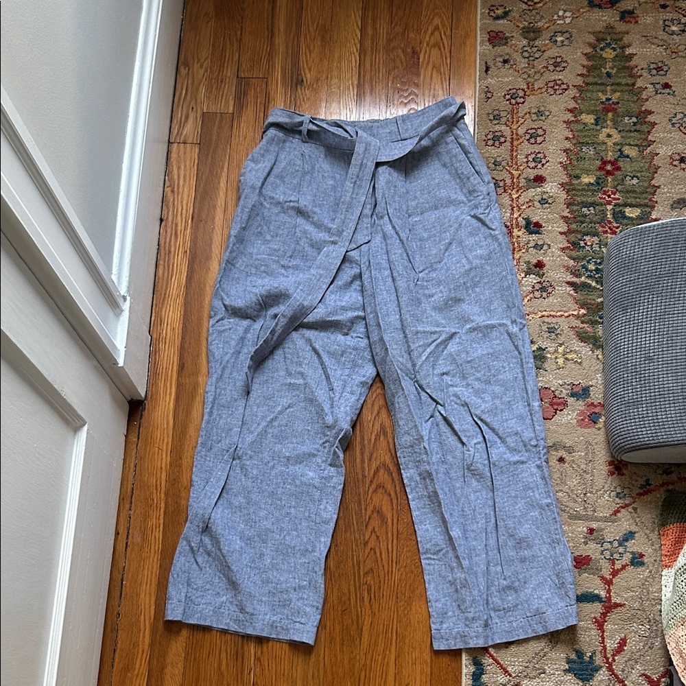 Uniqlo Light Blue Linen/Cotton Blend M Trousers